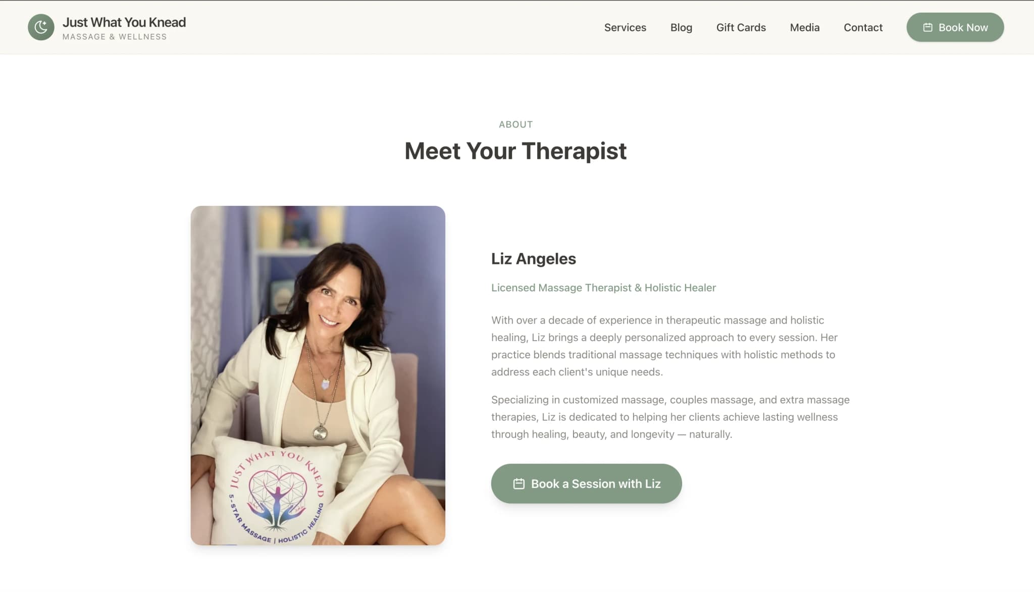 Just What You Knead — Meet your therapist profile