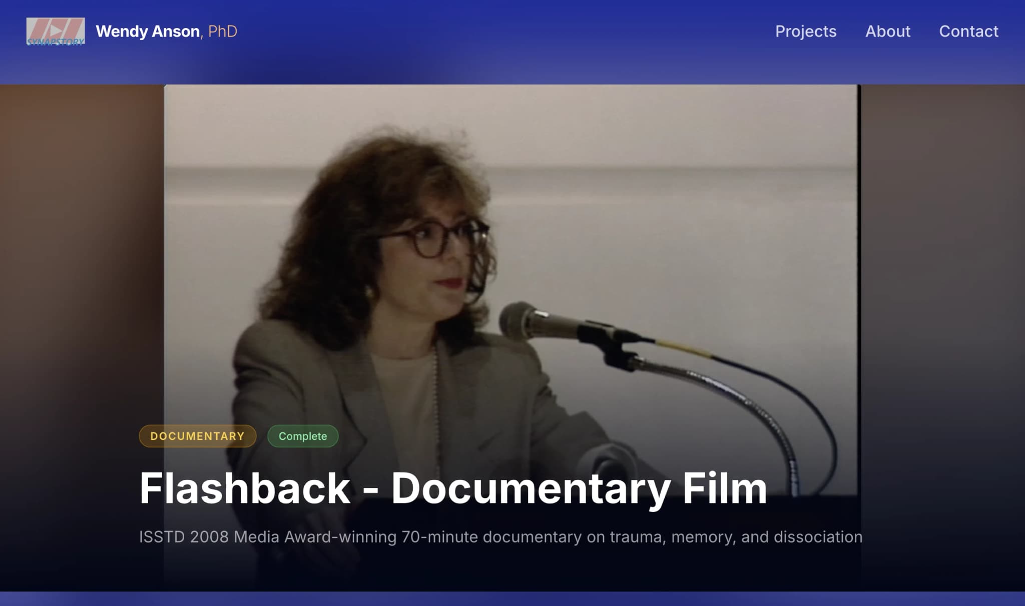 Wendy Anson, PhD — Project detail — Flashback documentary
