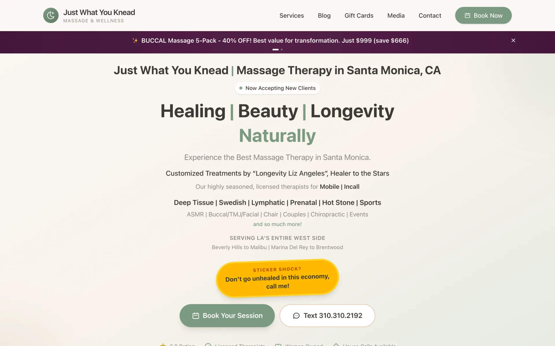 Just What You Knead — Massage therapy booking in Santa Monica