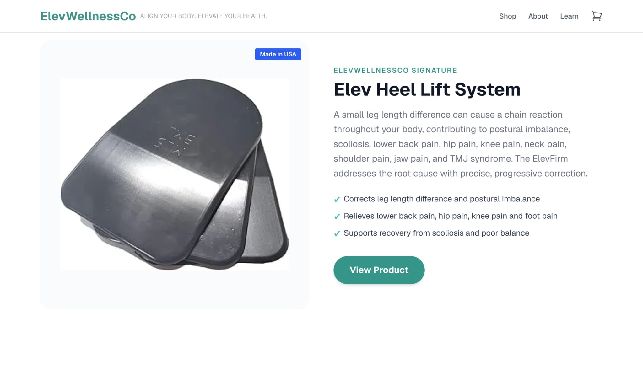 ElevWellnessCo — Product feature section