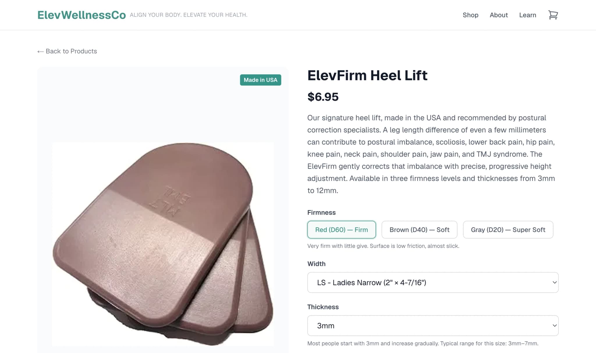 ElevWellnessCo — Product page with variant selectors