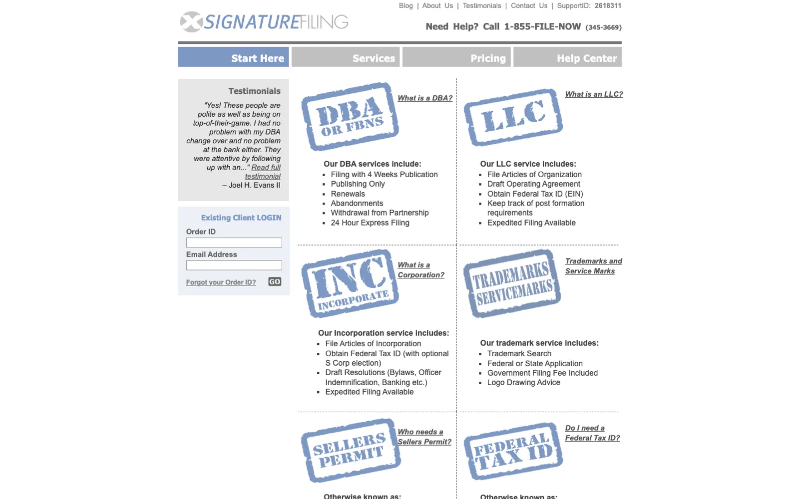 Signature Filing — Site rescue and payments for a California business-filing service